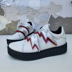Modern Vice Bolt Embellished Leather Creeper Sneakers Size 7.5
